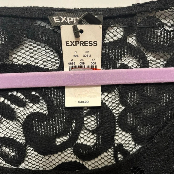 Express Lace Top NWT Sheer Black Boho - Picture 3 of 11